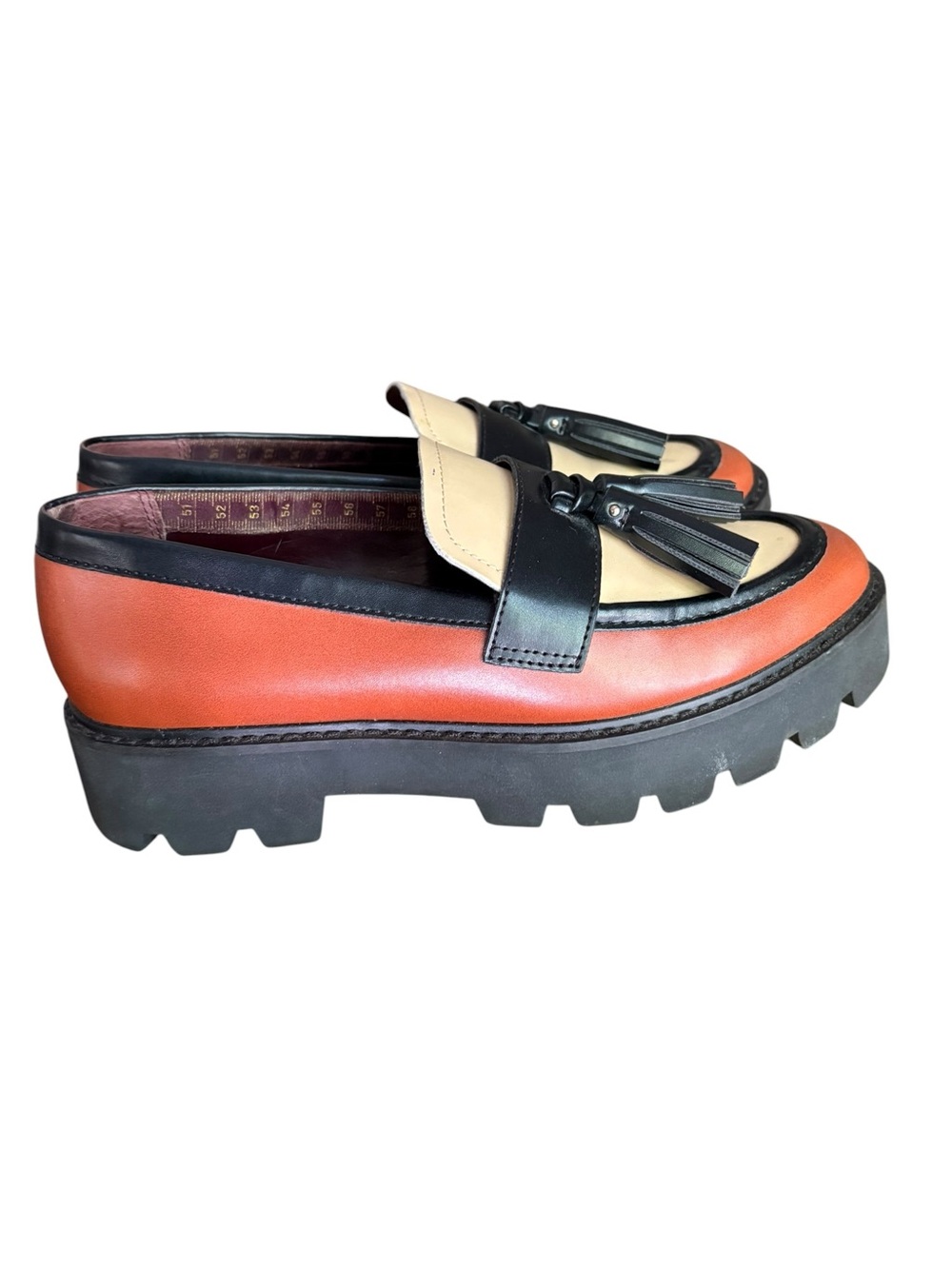 Sarto by Franco Sarto Balinna Slip On Tasseled Loafer Lug Sole Tri Tone Sz 6 - Picture 6 of 8